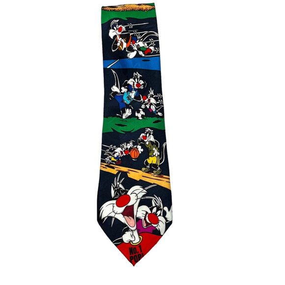 Looney Tunes Necktie No.1 Pop Sylvester & Junior Sports Cartoon Theme mens tie - Picture 1 of 9